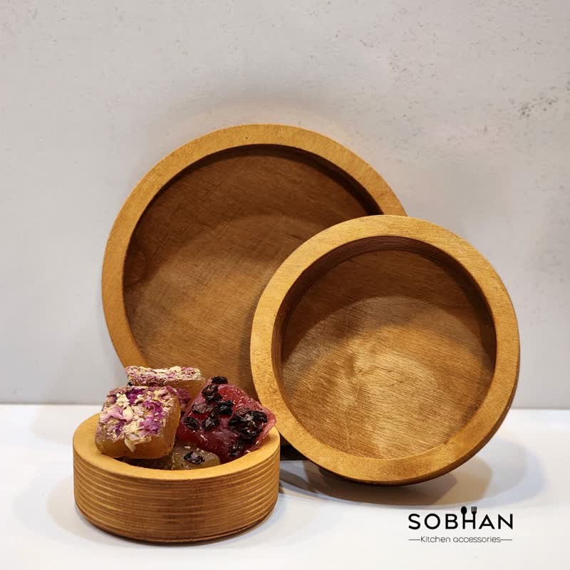 پیاله 3 عددی گرد چوبی