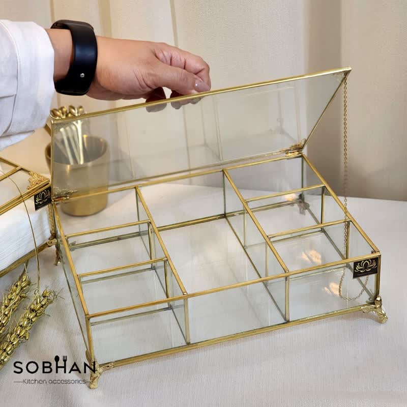 جعبه تی بگ 7 خانه برنجی