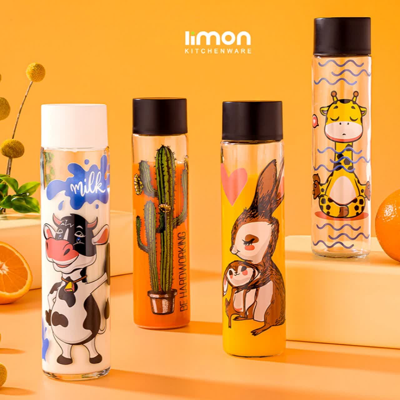 بطری استوانه چاپدار کوچک لیمون