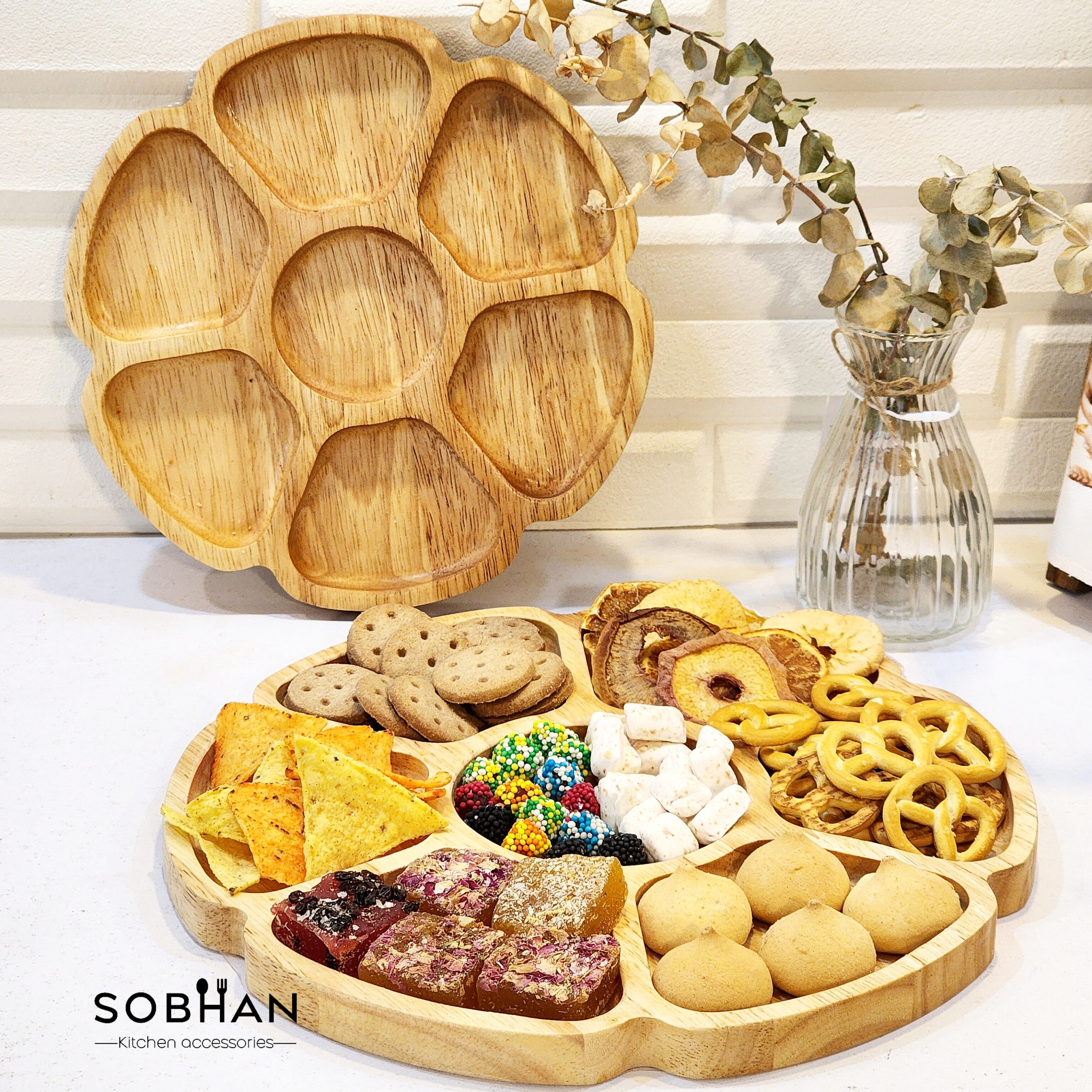 اردوخوری چوبی طرح گل در دو سایز