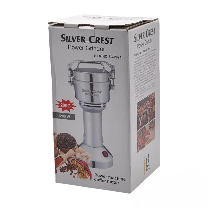 آسیاب صنعتی سیلور کرست مدل SC-2024، موتور 1200 وات، ظرفیت 200 گرم با گارانتی معتبر + ارسال رایگان