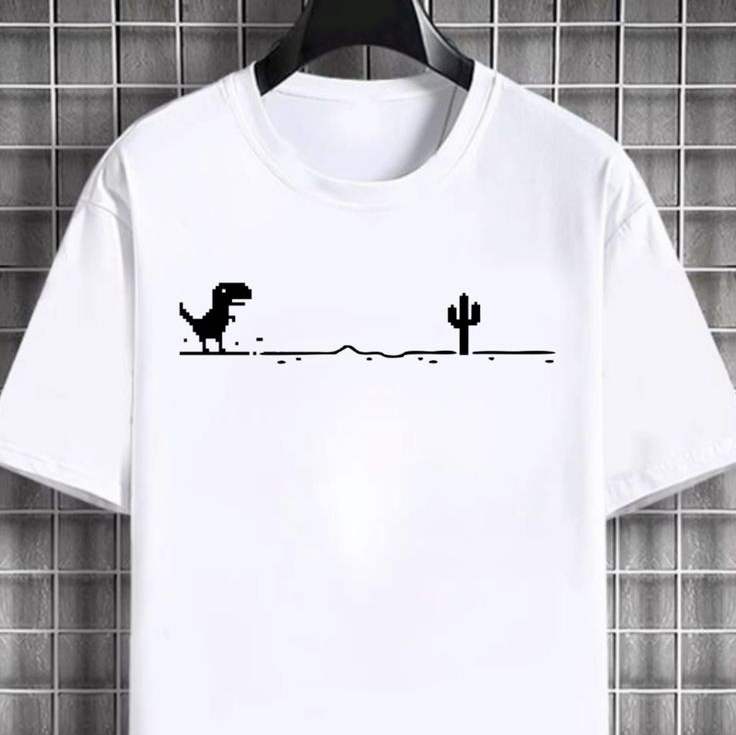 تیشرت نخ پنبه طرح Pixel Dino