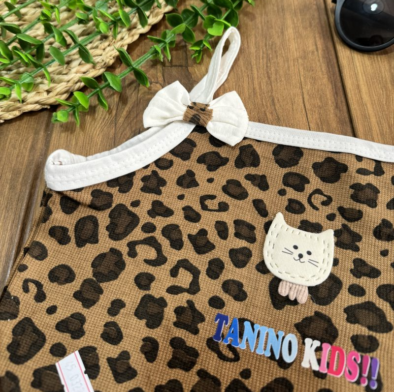 تاپ و شلوارک پلنگی پاپیونی سایز40-45