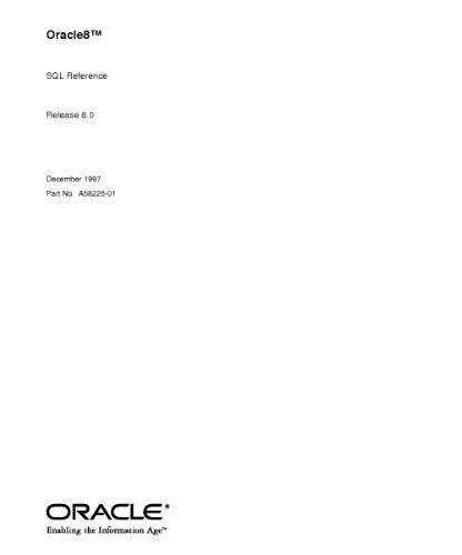 خرید و دانلود نسخه کامل کتاب Oracle 8 SQL Reference فایل مجازی و دانلودی