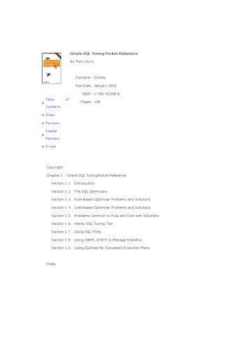خرید و دانلود نسخه کامل کتاب Oracle SQL tuning: pocket reference فایل مجازی و دانلودی