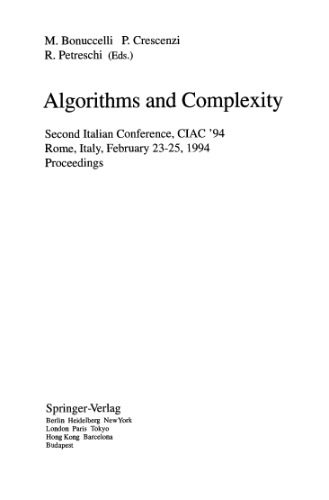 خرید و دانلود نسخه کامل کتاب Algorithms and Complexity: Second Italian Conference  CIAC  94 Rome  Italy  February 23–25