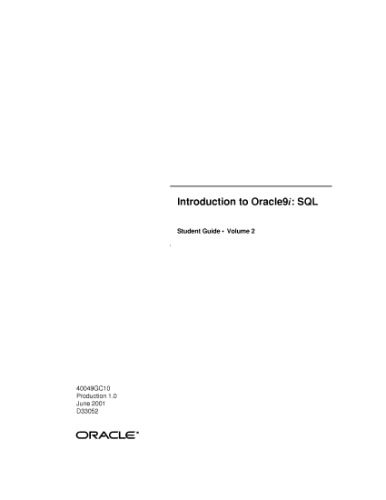 خرید و دانلود نسخه کامل کتاب Introduction to Oracle 9i SQL Student Guide (Vol 2) فایل مجازی و دانلودی