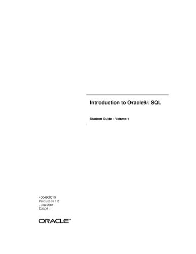 خرید و دانلود نسخه کامل کتاب Introduction to Oracle 9i SQL Student Guide (Vol 1) فایل مجازی و دانلودی