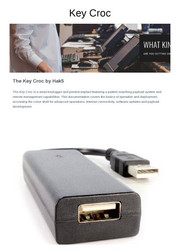خرید و دانلود نسخه کامل کتاب Key Croc: Guide to the Keylogging Attack Platform فایل مجازی و دانلودی