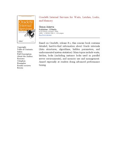خرید و دانلود نسخه کامل کتاب Oracle8i internal services for waits  latches  locks and memory فایل مجازی و دانلودی