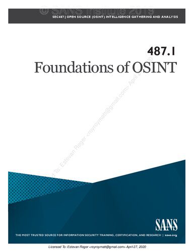 خرید و دانلود نسخه کامل کتاب Open Source (OSINT) Intelligence Gathering and Analysis – SANS SEC487 فایل مجازی و دانلودی