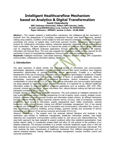خرید و دانلود نسخه کامل کتاب Intelligent Healthcare flow Mechanism based on Analytics & Digital Transformation فایل مجا