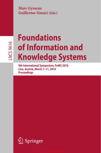 خرید و دانلود نسخه کامل کتاب Foundations of Information and Knowledge Systems فایل مجازی و دانلودی