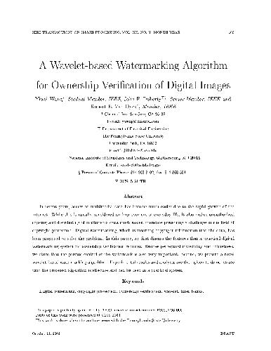 خرید و دانلود نسخه کامل کتاب A wavelet-based watermarking algorithm for ownership verification of digital images