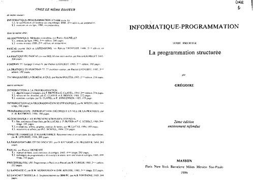 خرید و دانلود نسخه کامل کتاب Informatique-Programmation : La Programmation Structurée