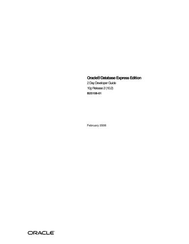خرید و دانلود نسخه کامل کتاب Oracle Database Express Edition 2 Day Developer Guide 10g Release 2 (10.2) فایل مجازی و دان