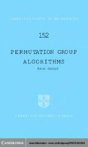 خرید و دانلود نسخه کامل کتاب Permutation group algorithms فایل مجازی و دانلودی