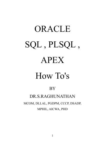 خرید و دانلود نسخه کامل کتاب Oracle SQL  PLSQL  APEX How To s فایل مجازی و دانلودی