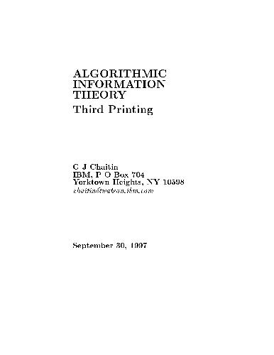 خرید و دانلود نسخه کامل کتاب Algorithmic information theory