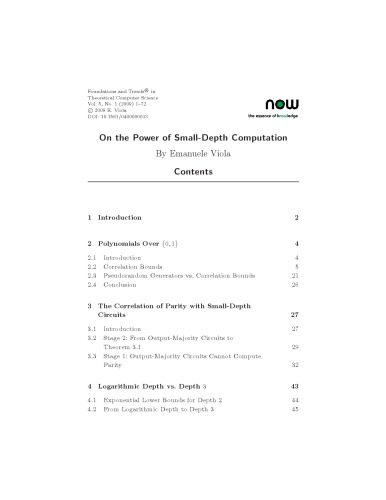 خرید و دانلود نسخه کامل کتاب On the Power of Small-Depth Computation (Foundations and Trends in Theoretical Computer Sci