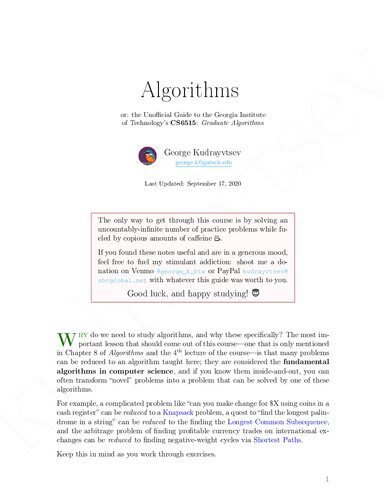 خرید و دانلود نسخه کامل کتاب Algorithms  or the Unofficial Guide to the Georgia Institute of Technology s CS6515: Gradua
