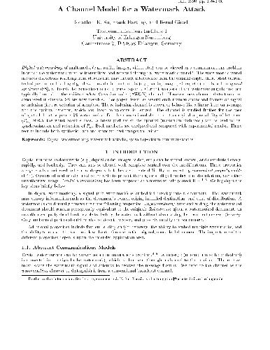 خرید و دانلود نسخه کامل کتاب A Channel Model for a Watermark Attack فایل مجازی و دانلودی