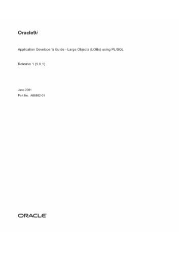 خرید و دانلود نسخه کامل کتاب Oracle9i Application Developer s Guide (LOBs) using PL SQL (Part No A88882-01) (Release 1(9