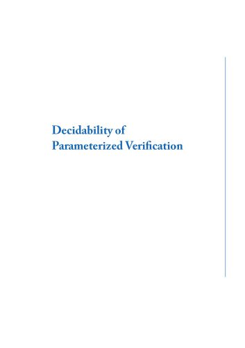 خرید و دانلود نسخه کامل کتاب Decidability of Parameterized Verification