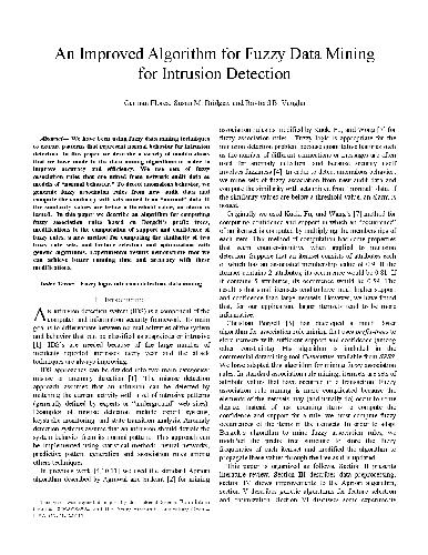خرید و دانلود نسخه کامل کتاب An Improved Algorithm for Fuzzy Data Mining for Intrusion Detection فایل مجازی و دانلودی