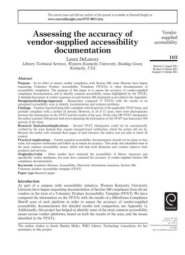 خرید و دانلود نسخه کامل کتاب Assessing the accuracy of vendor-supplied accessibility documentation فایل مجازی و دانلودی