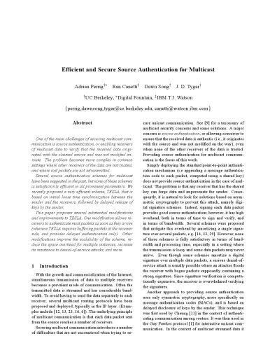 خرید و دانلود نسخه کامل کتاب Efficient and Secure Source Authentication for Multicast فایل مجازی و دانلودی