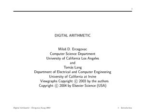 خرید و دانلود نسخه کامل کتاب Digital Arithmetic. Slides. Errata. Solutions