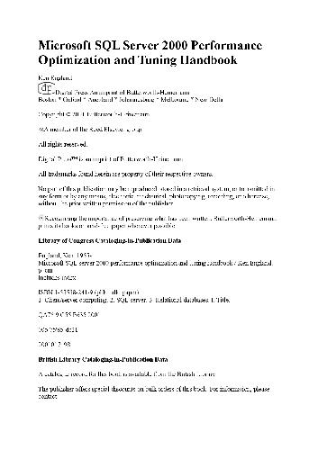 خرید و دانلود نسخه کامل کتاب Microsoft SQL Server 2000 Performance Optimization and Tuning Handbook فایل مجازی و دانلودی