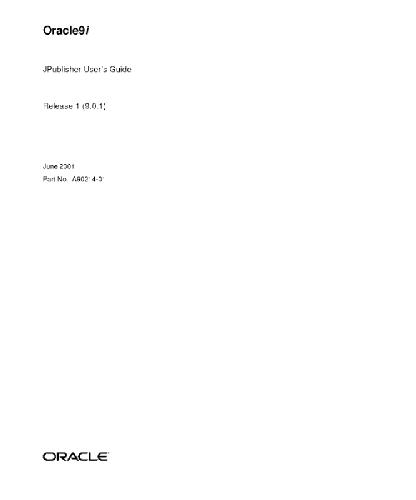 خرید و دانلود نسخه کامل کتاب Oracle9i JPublisher User s Guide (Part No A90214-01) (Release 9 0 1) (2001) فایل مجازی و دا