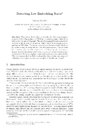 خرید و دانلود نسخه کامل کتاب Detecting Low Embedding Rates فایل مجازی و دانلودی