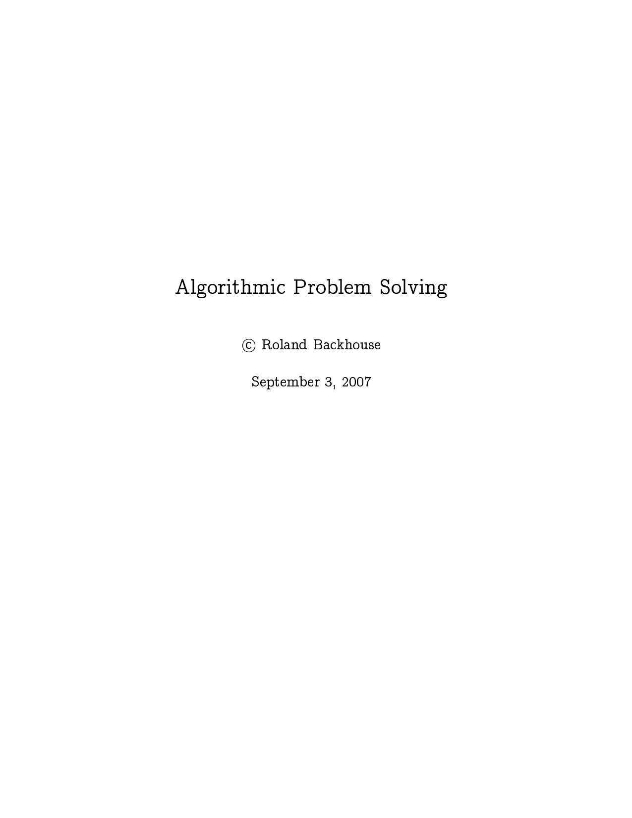 خرید و دانلود نسخه کامل کتاب Algorithmic Problem Solving (2007)