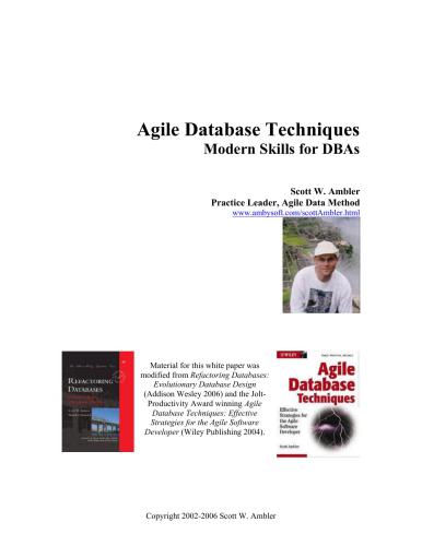 خرید و دانلود نسخه کامل کتاب Agile Database Techniques: Modern Skills for DBAs فایل مجازی و دانلودی