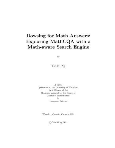 خرید و دانلود نسخه کامل کتاب Exploring MathCQA with a Math-aware Search Engine