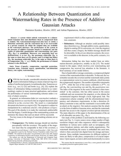 خرید و دانلود نسخه کامل کتاب A Relationship Between Quantization and Watermarking Rates in the Presence of Gaussian Atta