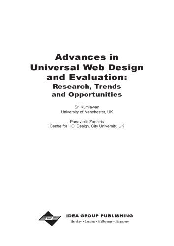 خرید و دانلود نسخه کامل کتاب Advances in universal web design and evaluation: research  trends and opportunities