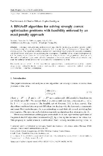 خرید و دانلود نسخه کامل کتاب BFGS-IP algorithm for solving strongly convex optimization problems with feasibility enforc