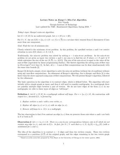 خرید و دانلود نسخه کامل کتاب Lecture Notes on Karger’s Min-Cut Algorithm