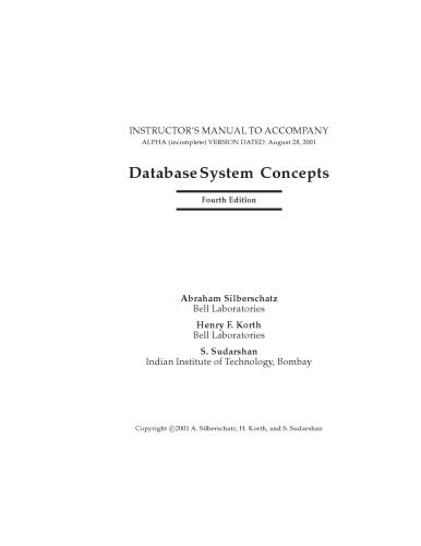خرید و دانلود نسخه کامل کتاب Instructor’s Manual Database System Concepts فایل مجازی و دانلودی