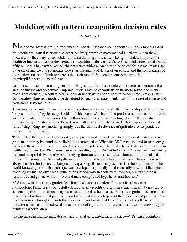 خرید و دانلود نسخه کامل کتاب Modeling with Pattern Recognition Decision Rules فایل مجازی و دانلودی