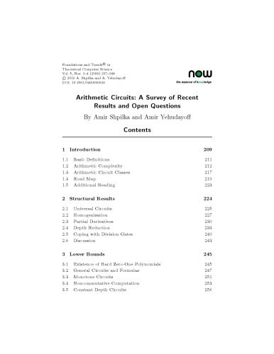 خرید و دانلود نسخه کامل کتاب Arithmetic Circuits (Foundations and Trends in Theoretical Computer Science)