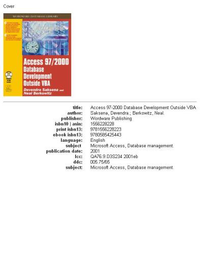 خرید و دانلود نسخه کامل کتاب Access 97 2000 Database Development Outside VBA فایل مجازی و دانلودی