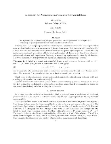 خرید و دانلود نسخه کامل کتاب Algorithm for approximating complex polynomial zeros (1998)