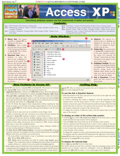 خرید و دانلود نسخه کامل کتاب Access XP Laminate Reference Chart (Quickstudy: Computer) فایل مجازی و دانلودی