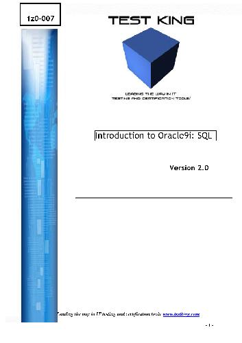 خرید و دانلود نسخه کامل کتاب Oracle-Testking-Ocp 1z0-007-Oracle 9i Intro To Plsql-v2 0 فایل مجازی و دانلودی
