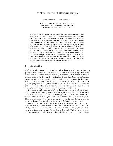 خرید و دانلود نسخه کامل کتاب On The Limits of Steganography فایل مجازی و دانلودی
